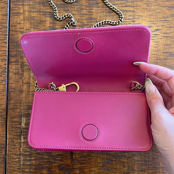 Gucci Fuchsia Love Embroidered Velvet Matelasse GG Marmont Mini Bag - Picture 8 of 16